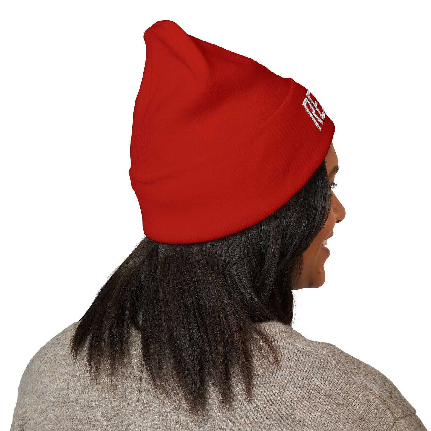 She-Ject Embroidered Cuffed Beanie-White