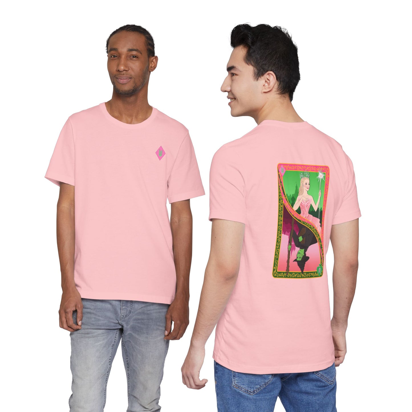 Wicked Playing Card Tee — Glinda & Elphaba — Team Pink