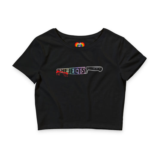 GRAB A WEAPON— "SHE-JECTS" Drip Logo Women's Crop Top