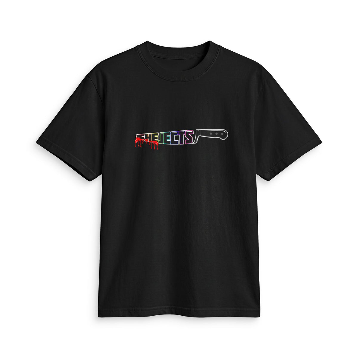 Knife Graphic T-Shirt — 'SHE JECTS' KNIFE tee (Grab a weapon!)