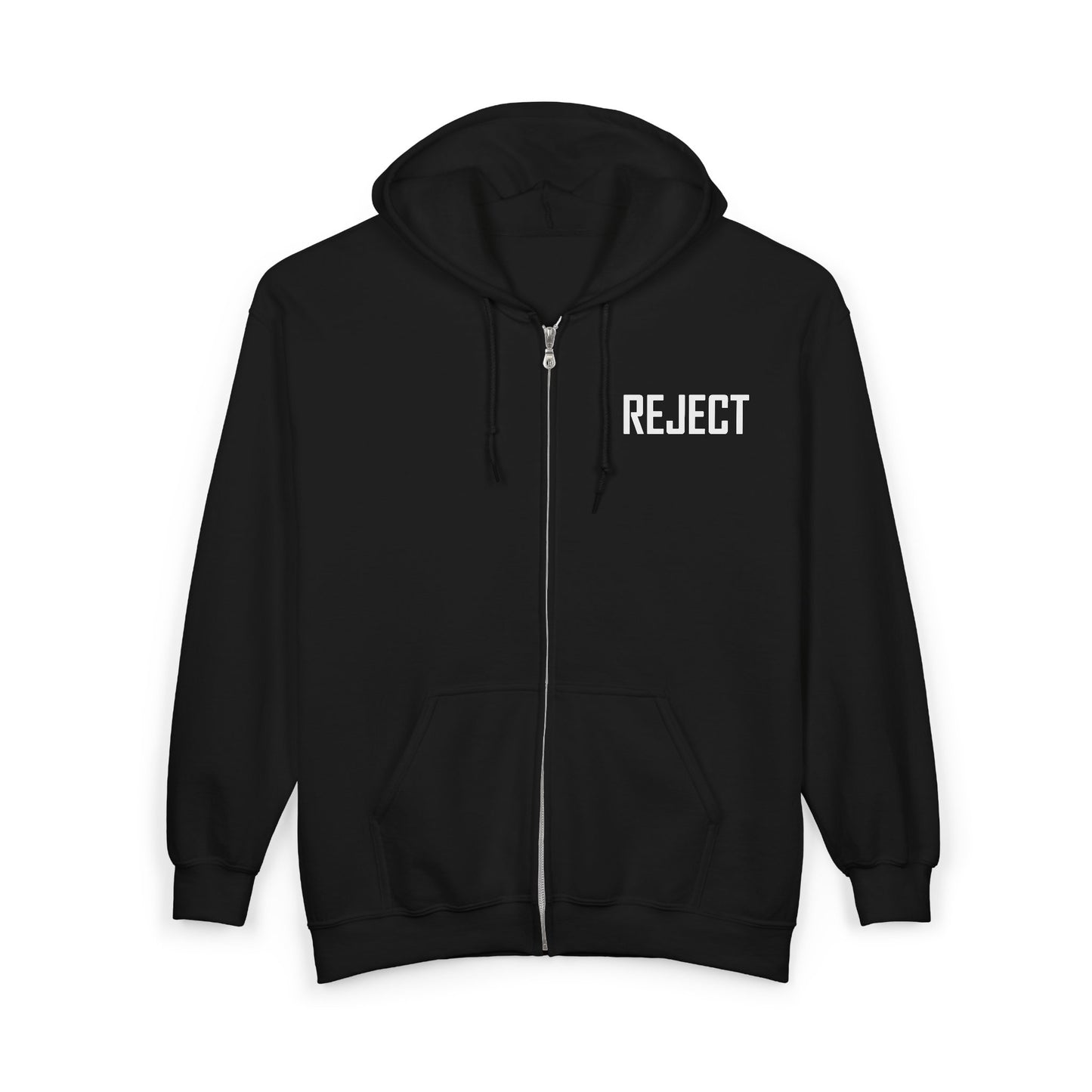 Reject Zip Hoodie — Retro TV Graphic Full-Zip Sweatshirt