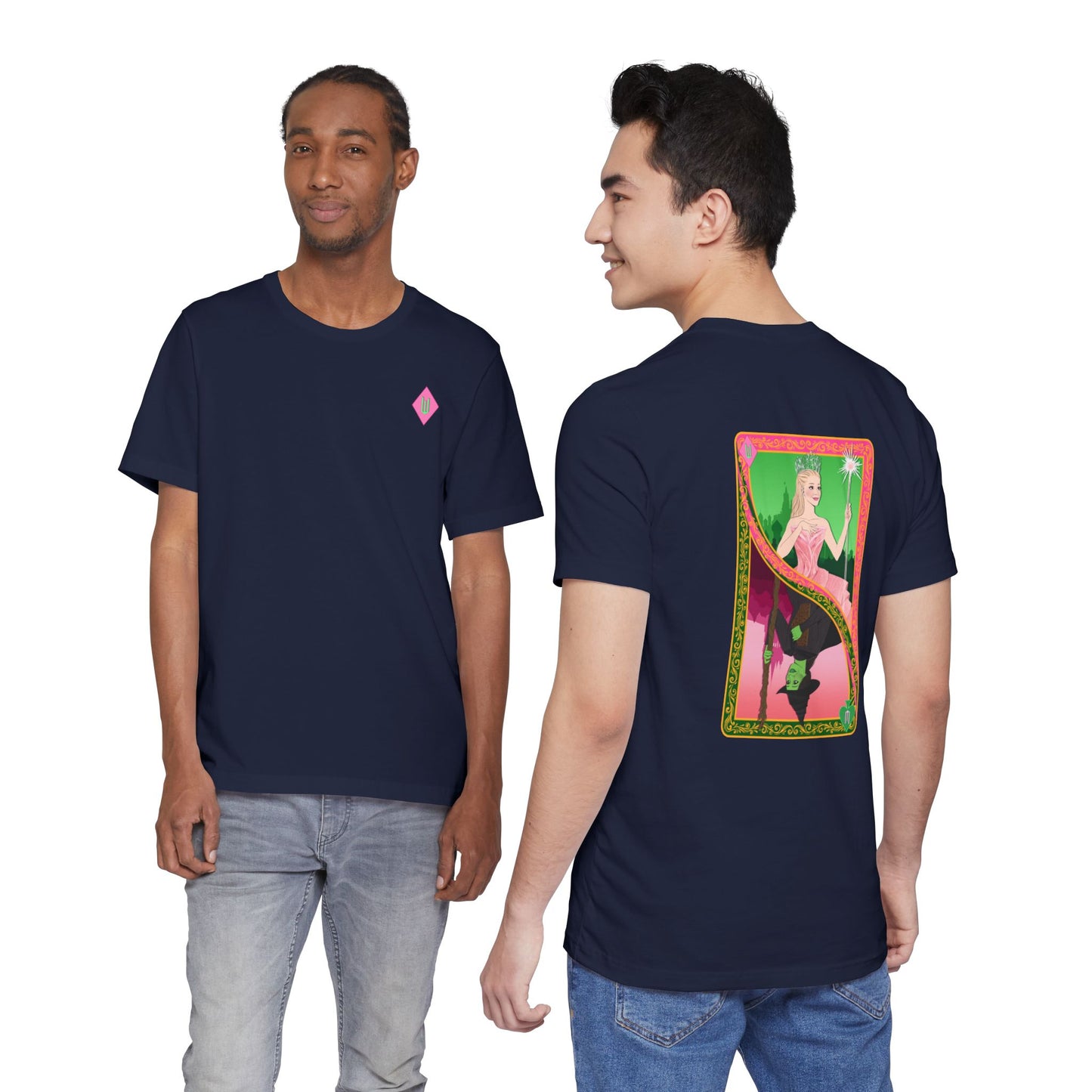 Wicked Playing Card Tee — Glinda & Elphaba — Team Pink