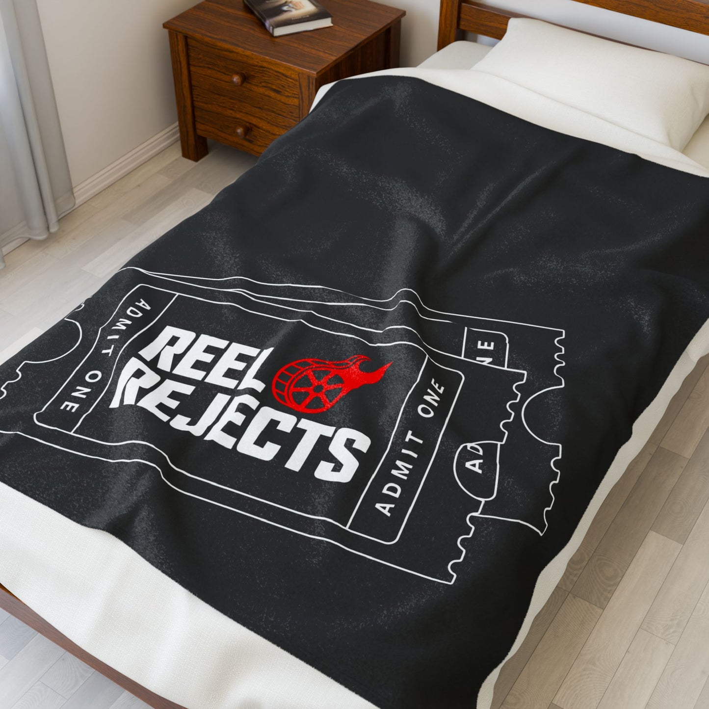 Reel Rejects Ticket Stub Velveteen Plush Blanket — Cozy Movie Night Throw