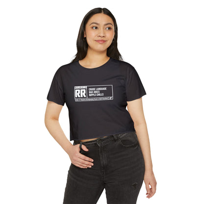 RR Rating - Crop Top — Parental Advisory "Crude Language, Bad Jokes, Nipple Chills" Festival Tee