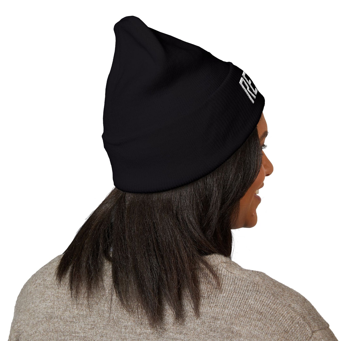 She-Ject Embroidered Cuffed Beanie-White