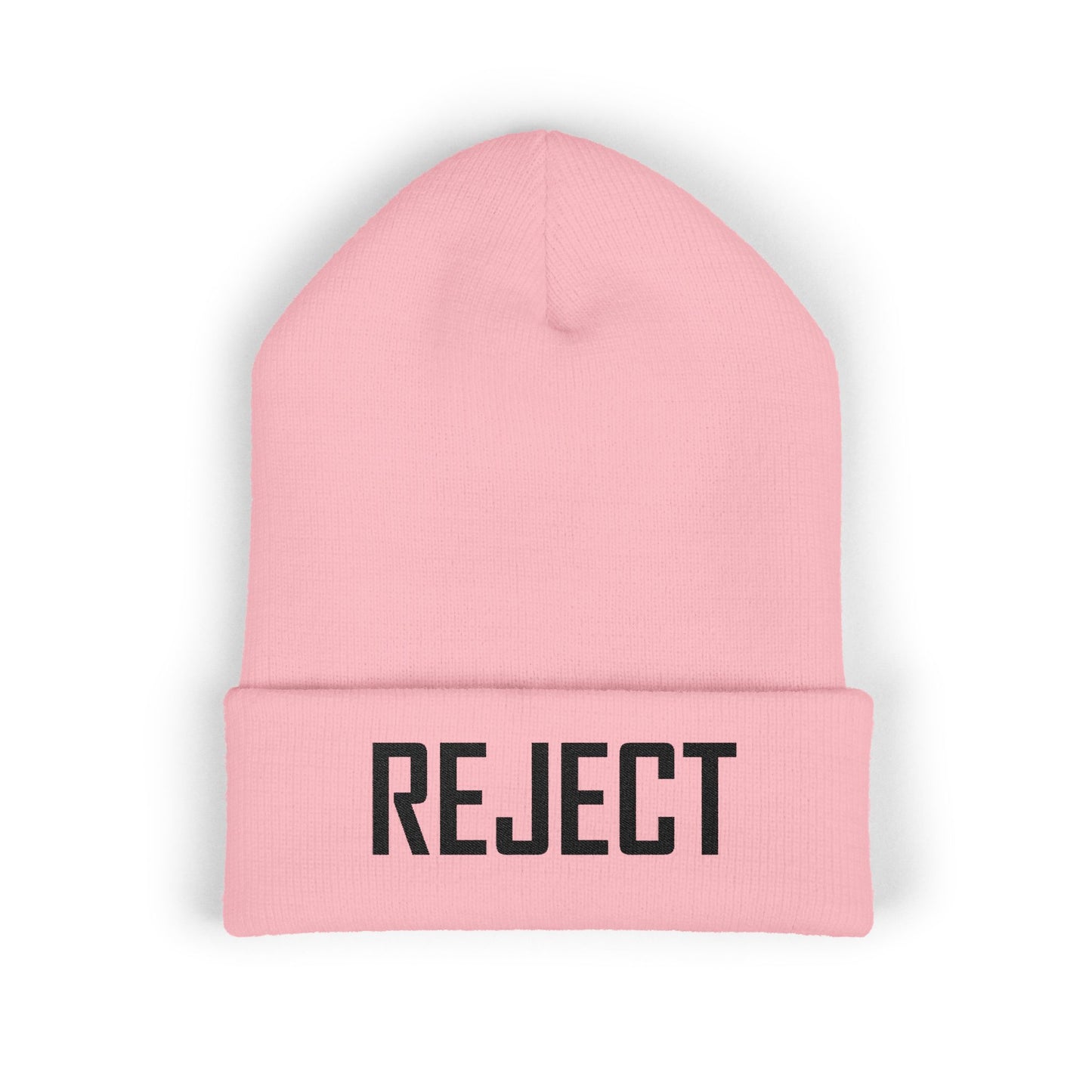 She-Ject Embroidered Cuffed Beanie — Black