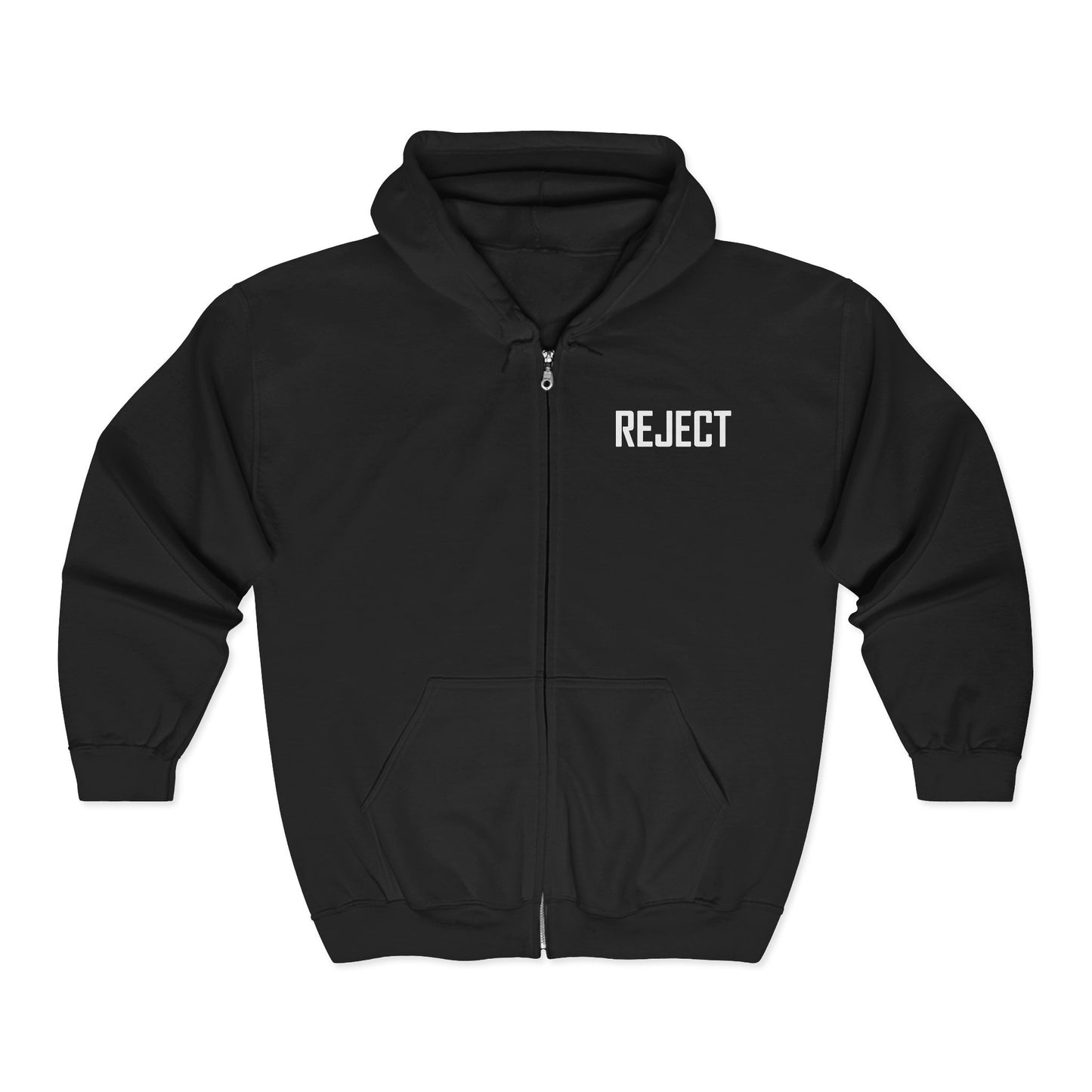 Reject Zip Hoodie — Retro TV Graphic Full-Zip Sweatshirt