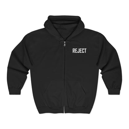 Reject Zip Hoodie — Retro TV Graphic Full-Zip Sweatshirt