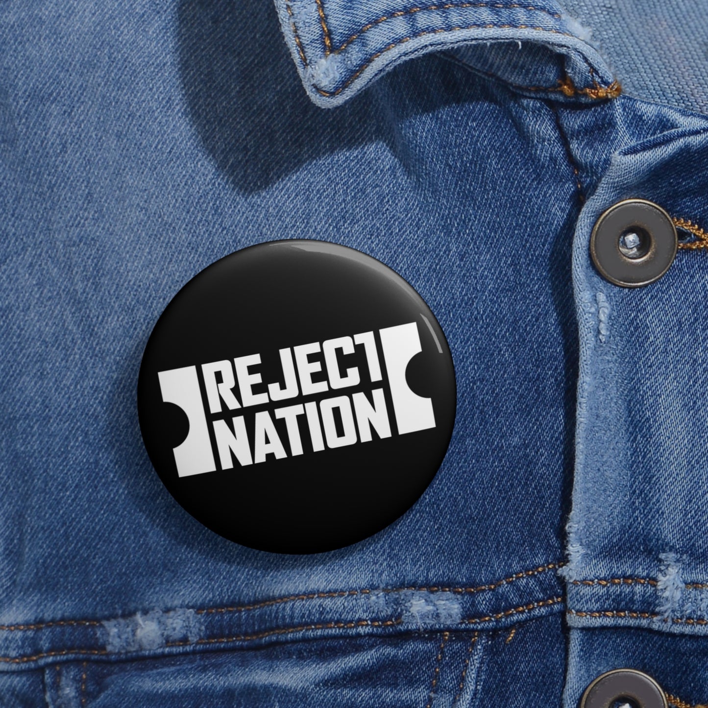 Reject Nation Pin Button — Punk Rock Band Logo Button for Jackets & Backpacks