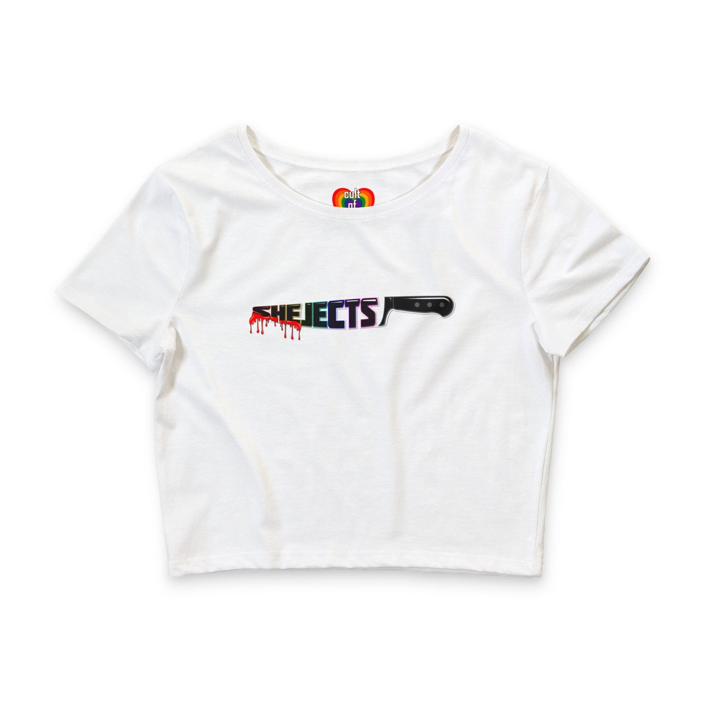 GRAB A WEAPON— "SHE-JECTS" Drip Logo Women's Crop Top