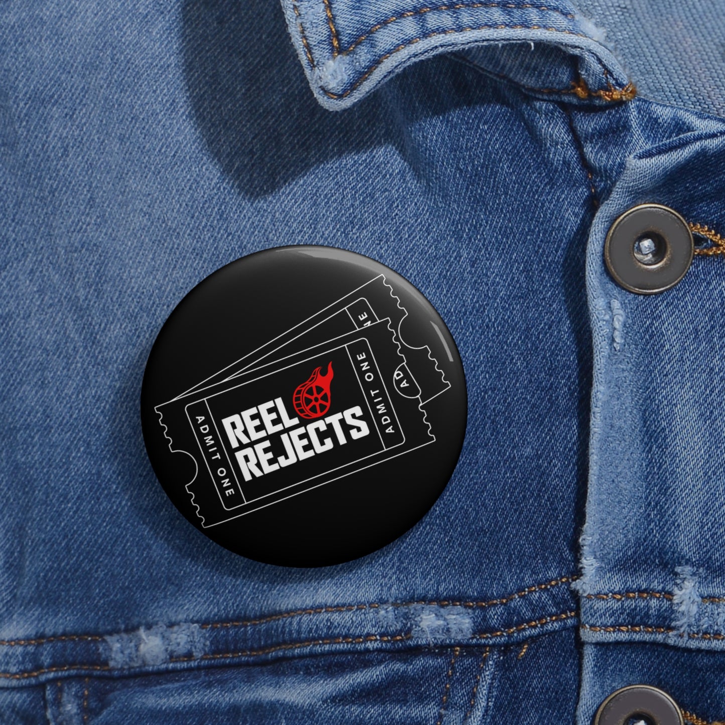 Reel Rejects Movie Ticket Pin Button