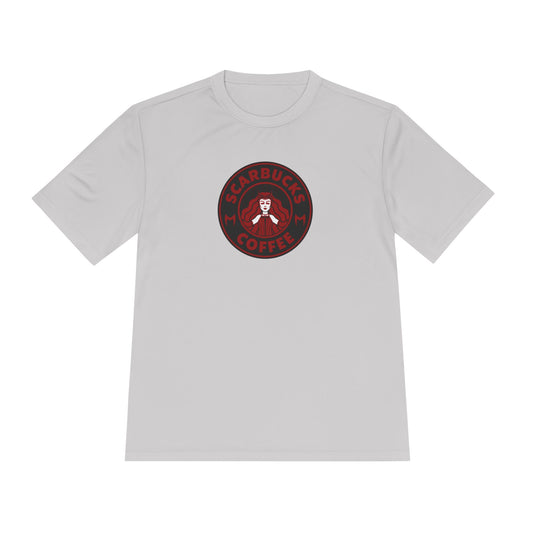 Scarbucks Coffee Tee — Vintage Red Coffee Logo Moisture-Wicking Shirt