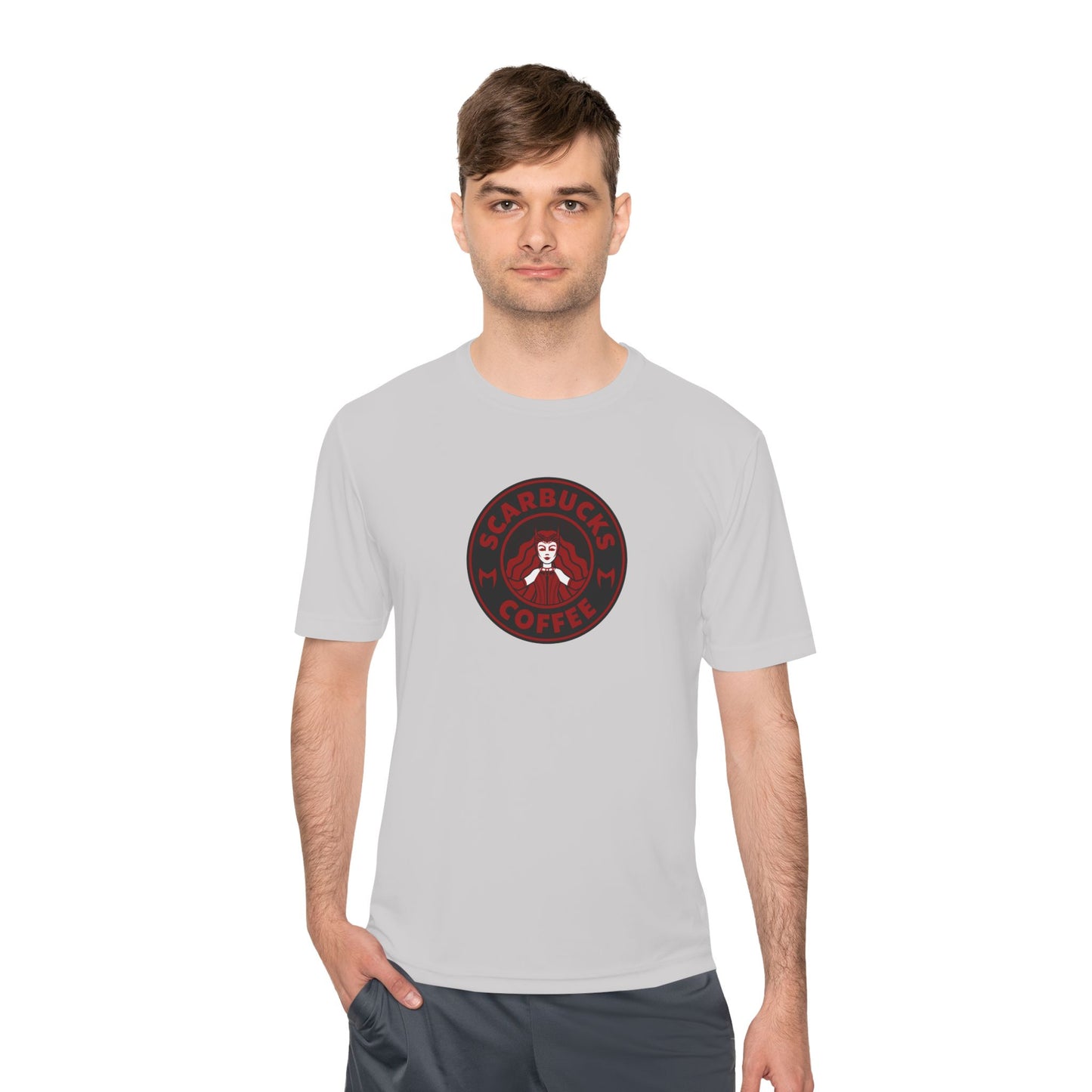 Scarbucks Coffee Tee — Vintage Red Coffee Logo Moisture-Wicking Shirt