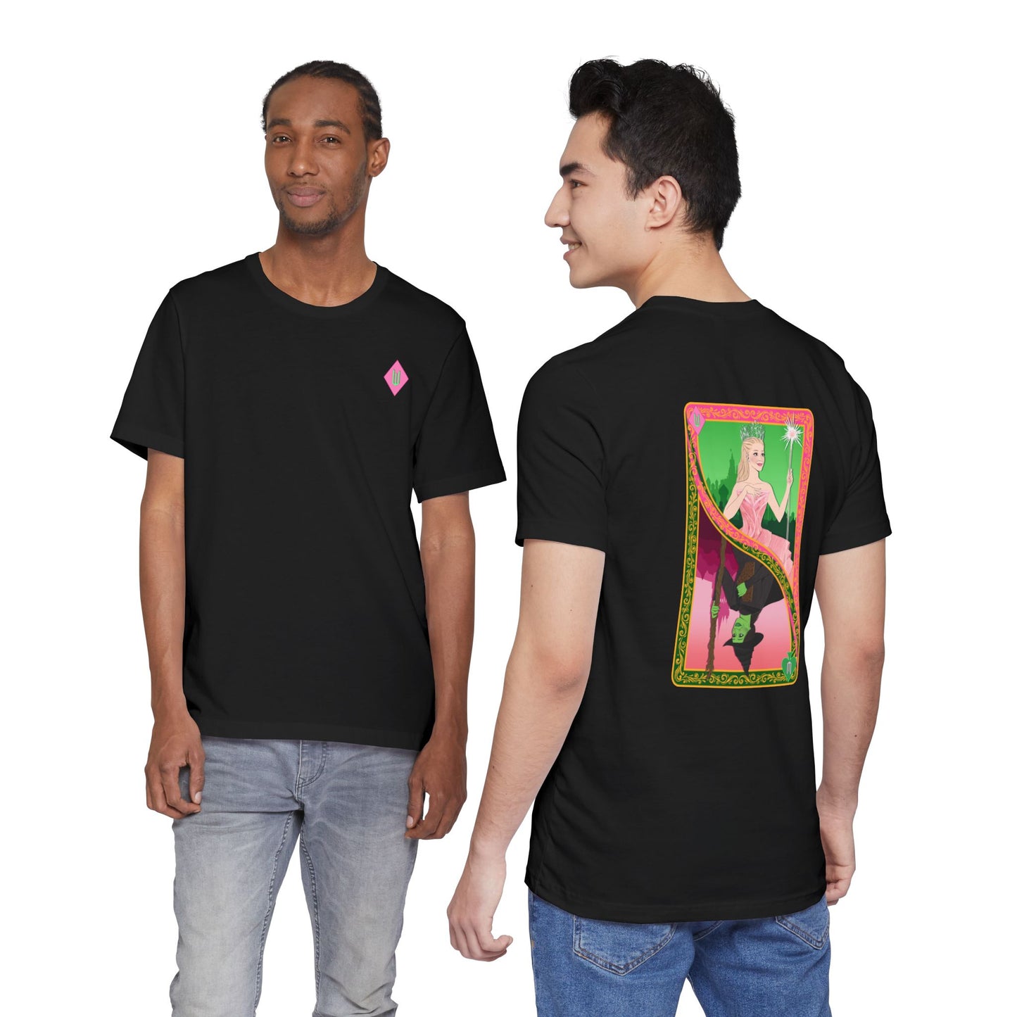 Wicked Playing Card Tee — Glinda & Elphaba — Team Pink