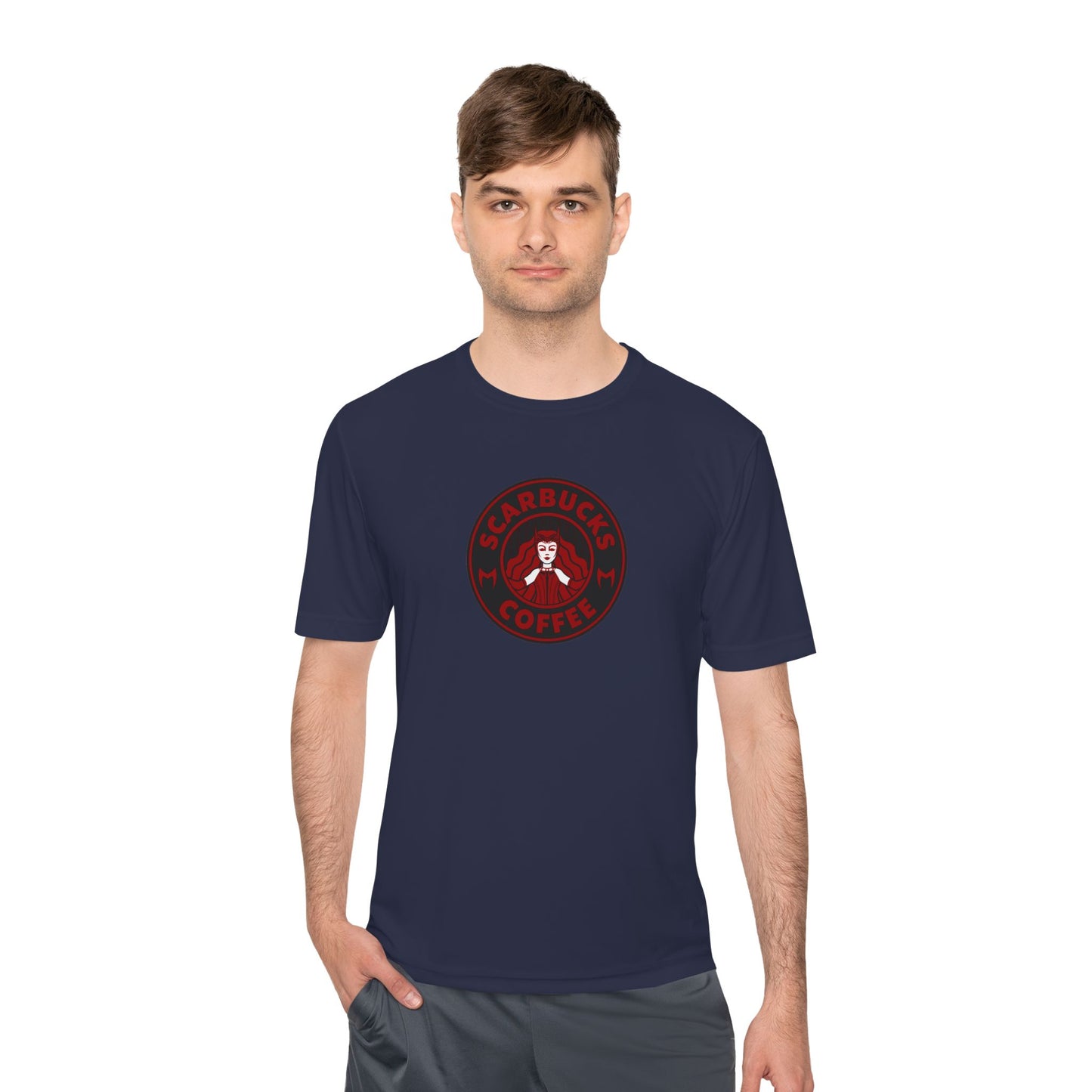 Scarbucks Coffee Tee — Vintage Red Coffee Logo Moisture-Wicking Shirt