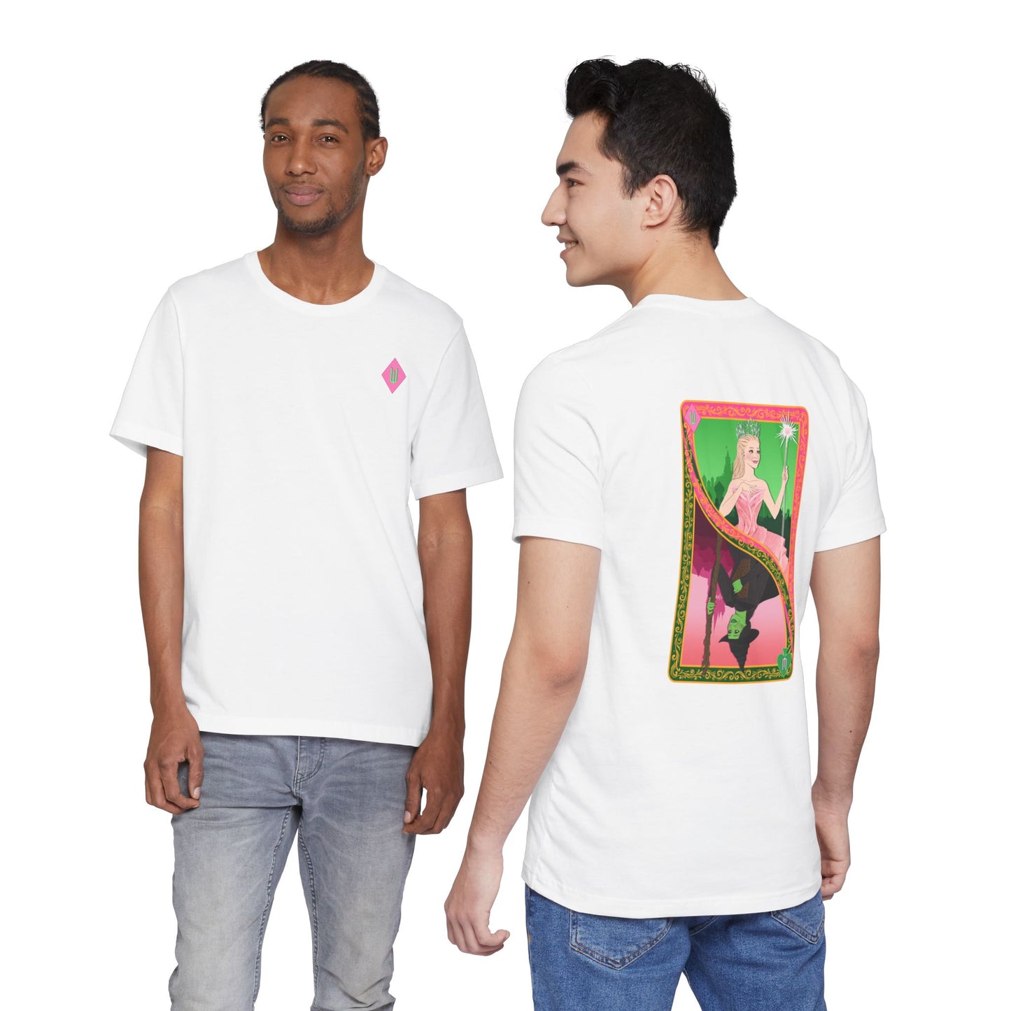 Wicked Playing Card Tee — Glinda & Elphaba — Team Pink